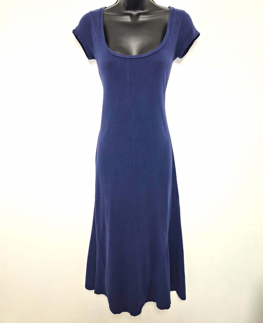 Polo Ralph Lauren Blue Knit 100% Cotton Polo Pony Logo Maxi Dress sz XS